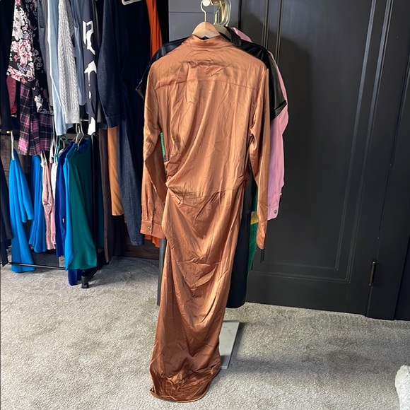 Fashion Nova Satin Maxi Shirt Dress - Picture 2 of 6
